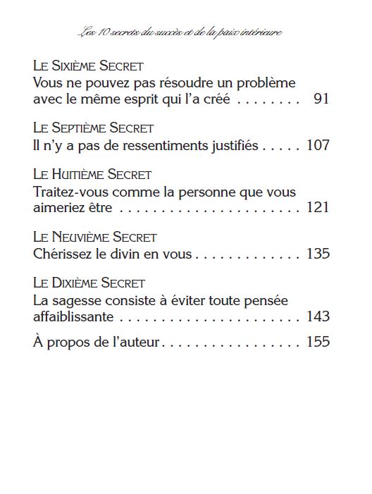 Les 10 secrets du succès et de la paix intérieure