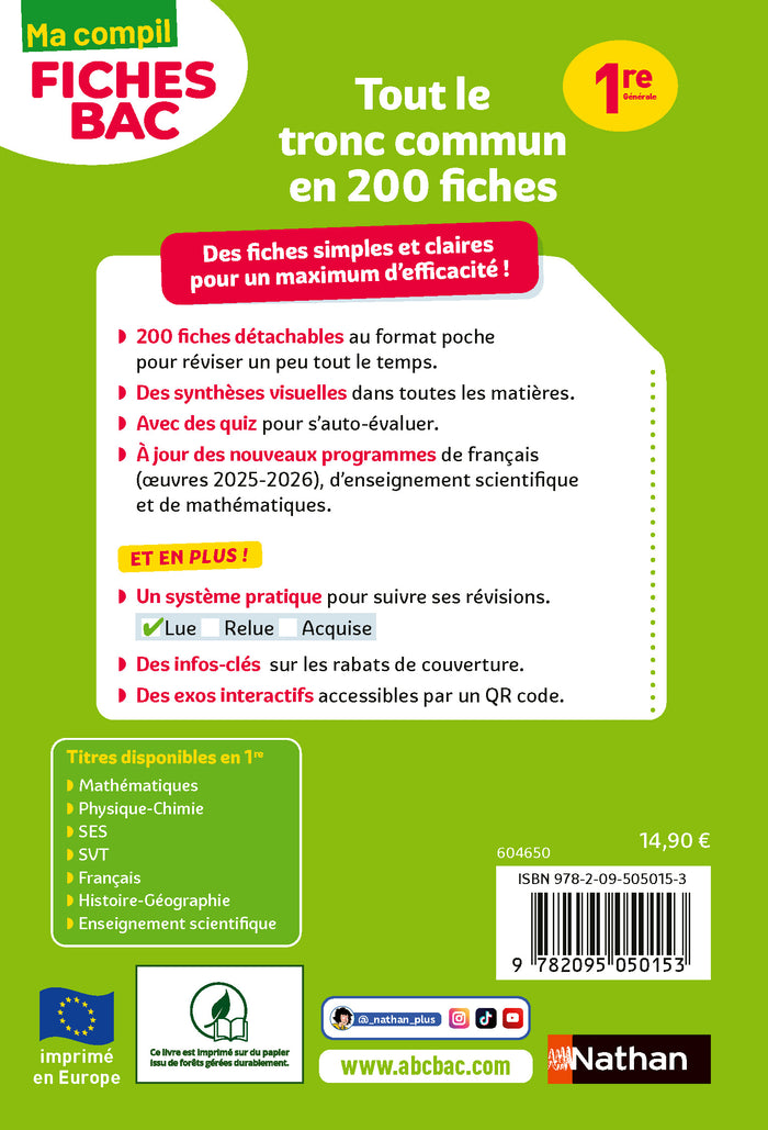 Ma compil fiches Bac 1re générale 2026