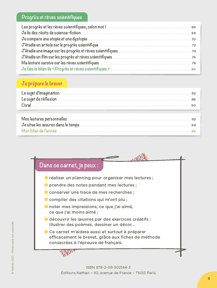 Mon carnet de lecteur 3e