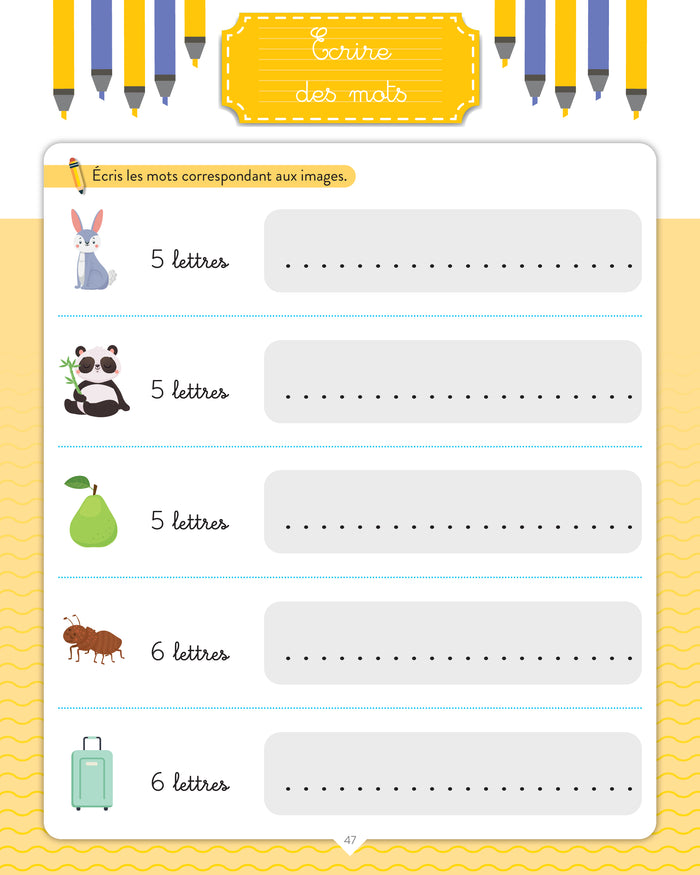 Mes fiches d’entraînement effaçables - Écrire des mots