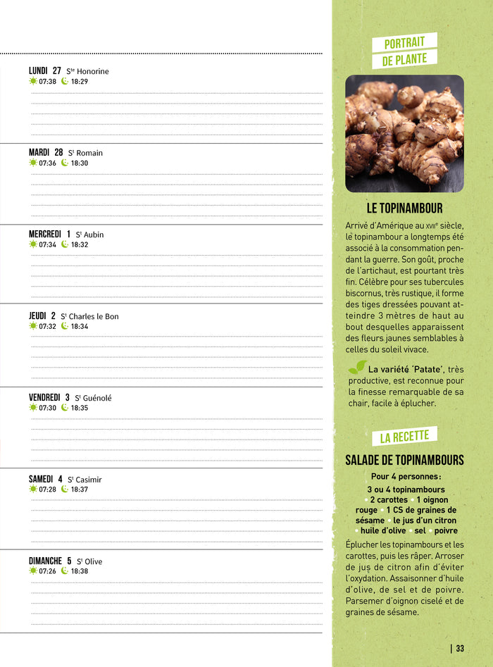 Agenda pratique du jardin 2023