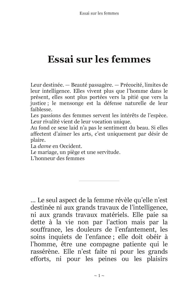 Essai sur les femmes