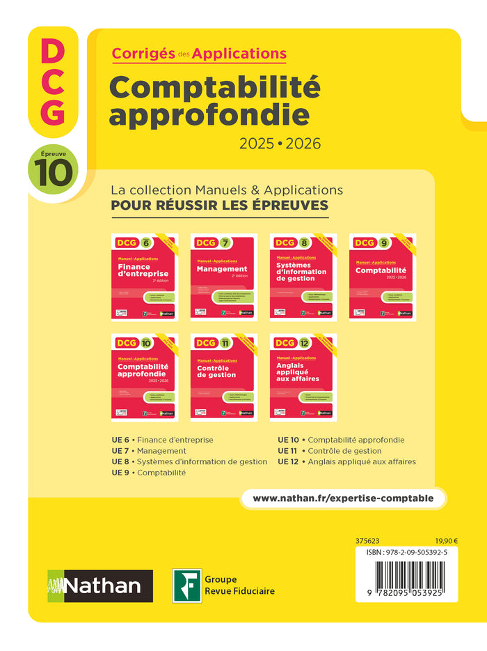 Comptabilité approfondie - DCG - Épreuve 10 - Corrigés des applications