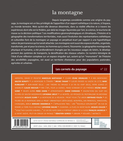 Les Carnets du paysage n° 22 - Montagne