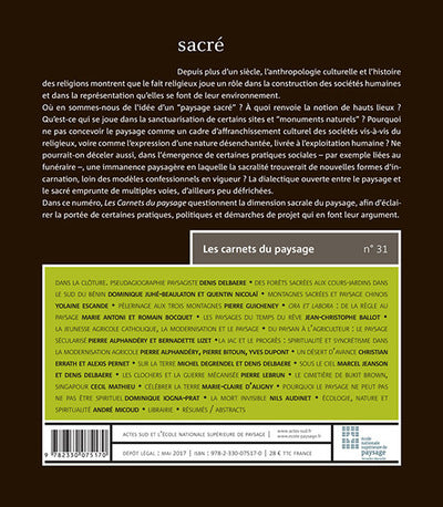 Les Carnets du paysage n° 31 - Sacré