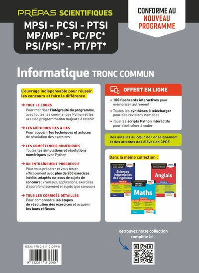Informatique. Tronc commun MPSI-PCSI-PTSI-MP/MP*-PC/PC*-PSI/PSI*-PT/PT*