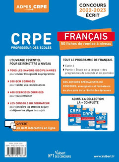 CRPE - Concours Professeur des écoles - Français - 50 fiches de remise à niveau