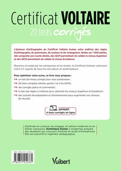 Certificat Voltaire - 20 tests corrigés + 4 tests offerts en ligne