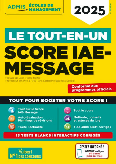 Le tout-en-un Score IAE-MESSAGE - 13 tests blancs - Fil d'actu offert
