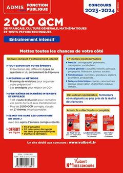 2000 QCM de français, culture générale, mathématiques et tests psychotechniques