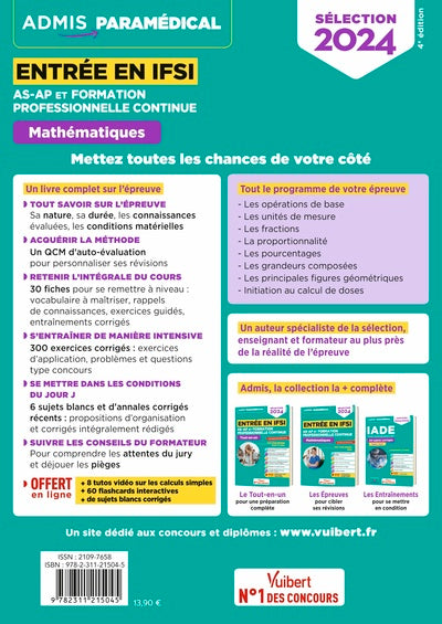 Entrée en IFSI Pour les AS-AP et formation professionnelle continue (FPC) - Mathématiques
