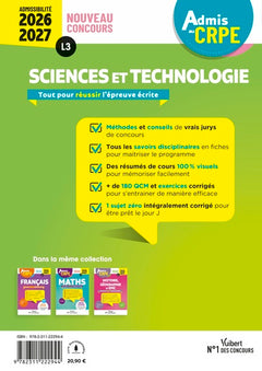 Admis au CRPE 2026-2027 - Epreuve écrite d’admissibilité L3 - Sciences et technologie