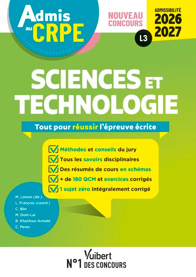 Admis au CRPE 2026-2027 - Epreuve écrite d’admissibilité L3 - Sciences et technologie