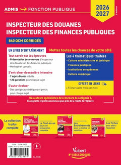 Inspecteur des douanes - Inspecteur des finances publiques - Catégorie A - 840 QCM corrigés