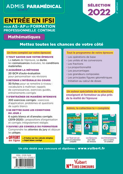 Entrée en IFSI Pour les AS-AP et formation professionnelle continue (FPC) - Mathématiques