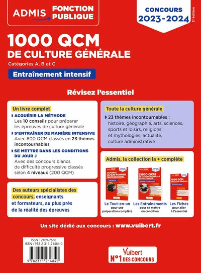 1000 QCM de culture générale: Concours de la fonction publique - Catégories A, B et C