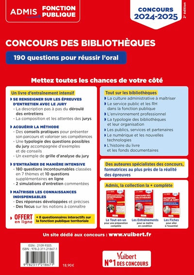 Concours des bibliothèques - Catégories A, B et C - 190 questions pour réussir l'oral