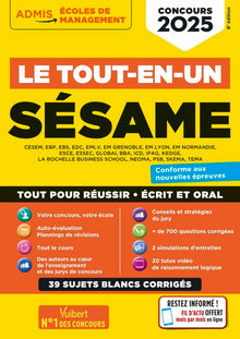 Le tout-en-un SÉSAME - 39 sujets blancs - Écrits et oraux - Tutos offerts
