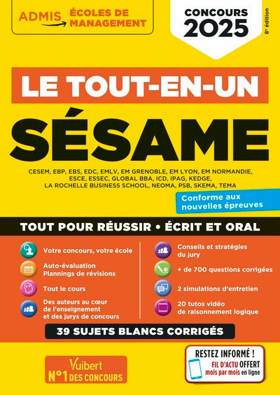 Le tout-en-un SÉSAME - 39 sujets blancs - Écrits et oraux - Tutos offerts