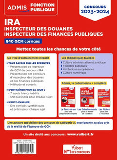 IRA - Inspecteur des douanes - Inspecteur des finances publiques - Catégorie A - 840 QCM corrigés