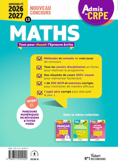 Admis au CRPE 2026-2027 - Epreuve écrite d’admissibilité L3 - Maths