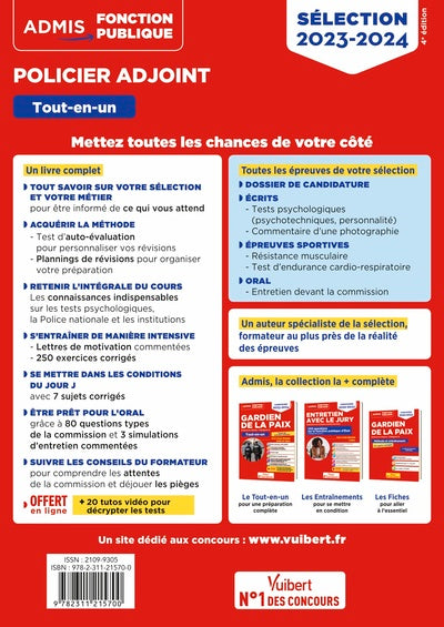 Policier adjoint - Catégorie C - Tout-en-un: Epreuves de sélection 2023-2024
