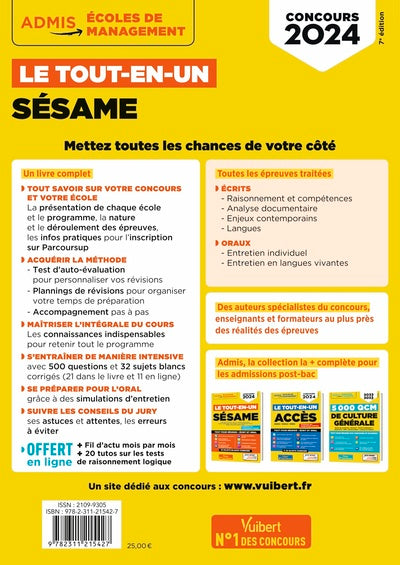 Le tout-en-un SÉSAME - 32 sujets blancs - Ecrits et oraux - Tutos offerts
