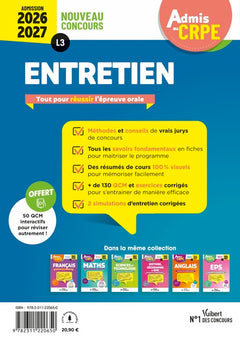 Admis au CRPE 2026-2027 - Epreuve orale d’admission L3 - Entretien