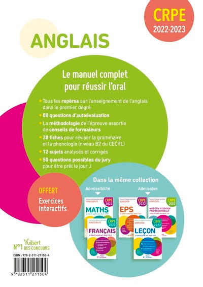 CRPE - Concours Professeur des écoles - Anglais - Le manuel complet pour réussir l'oral