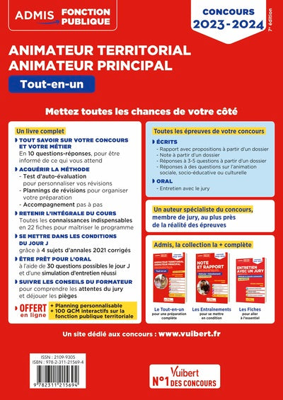 Concours Animateur territorial et Animateur principal - Catégorie B - Tout-en-un
