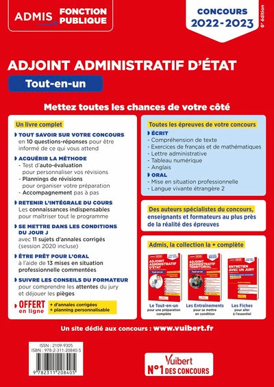 Concours Adjoint administratif d'État - Catégorie C - Tout-en-un: Concours 2022-2023