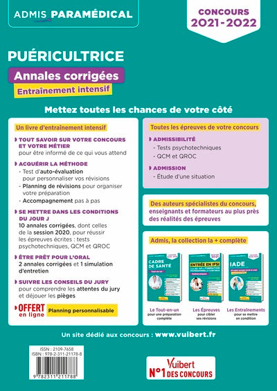 concours puéricultrice - annales corrigées - sujets 2020: entraînement intensif - ifpde - 2021-2022