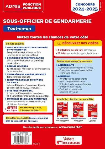 Concours Sous-officier de gendarmerie - Catégorie B - Tout-en-un - Vidéos offertes