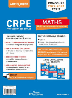 CRPE - Concours Professeur des écoles - Maths - 40 fiches de remise à niveau