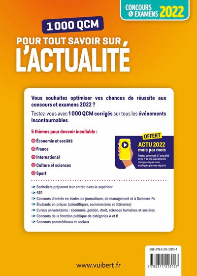 1000 QCM pour tout savoir sur l'actualité 2021-2022