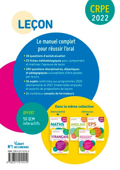 CRPE - Concours Professeur des écoles - Leçon en français et maths - Le manuel complet pour réussir l'oral