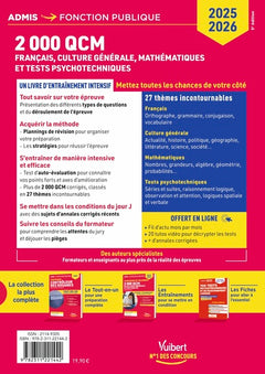 2000 qcm de français, culture générale, mathématiques et tests psychotechniques