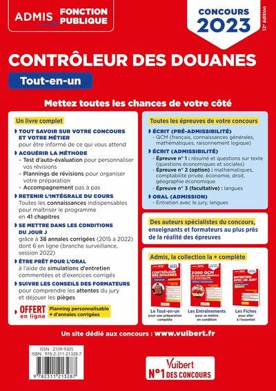 Concours Contrôleur des douanes - Catégorie B - Tout-en-un