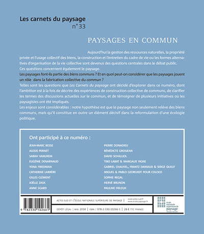 Les Carnets du paysage n° 33 - Paysages en commun
