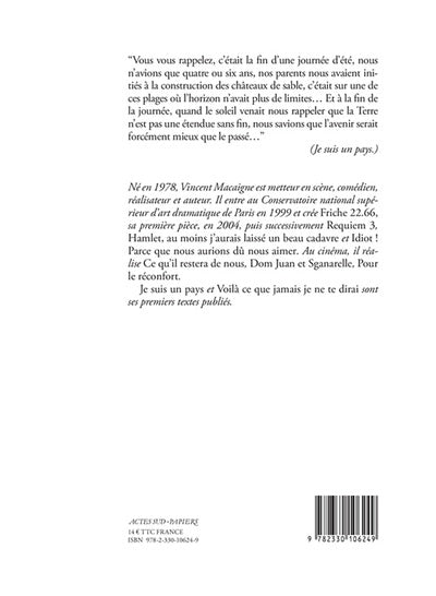 Je suis un pays suivi de Voilà ce que jamais je ne te dirai