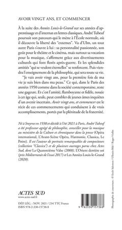 Avoir vingt ans, et commencer