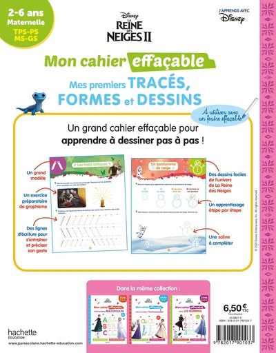 Disney - La Reine des neiges Mon cahier effaçable - Mes premiers tracés, formes et dessins (2-6 ans)