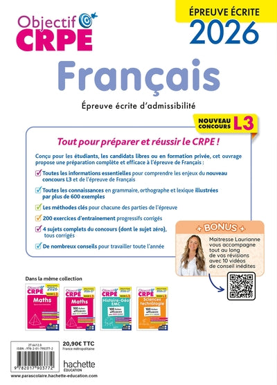 Objectif CRPE 2026-2027 - Français - épreuve écrite d'admissibilité L3