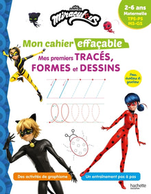 Miraculous - Mon cahier effaçable - Mes premiers tracés, formes et dessins