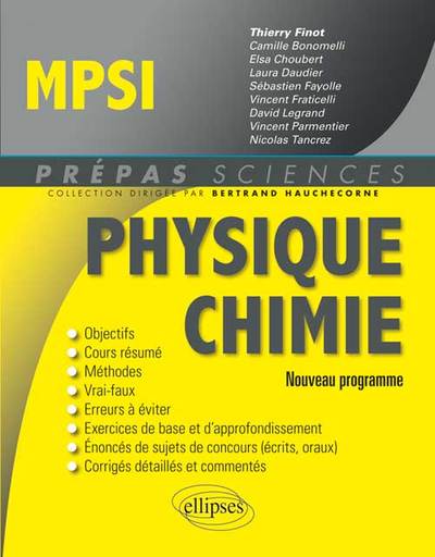 Physique chimie MPSI : nouveau programme