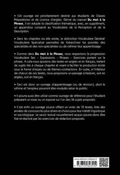 Du mot au texte, Vocabulaire anglais thématique et exercices