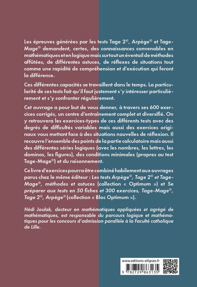 600 exercices pour être prêt aux tests Arpège, Tage 2 et Tage-Mage