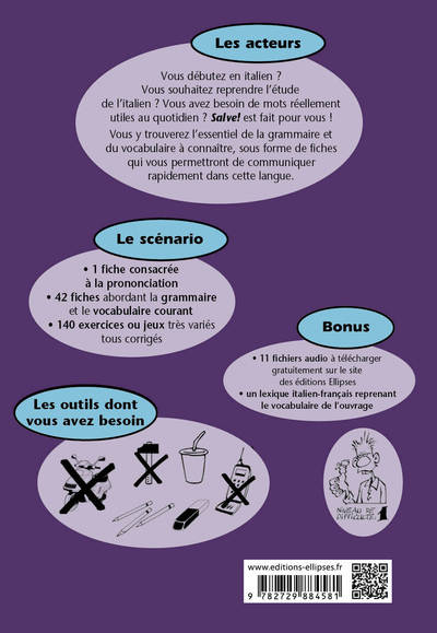 Salve ! 43 fiches avec exercices variés pour prendre un bon départ en italien niveau 1