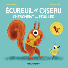 Écureuil et Oiseau cherchent les feuilles