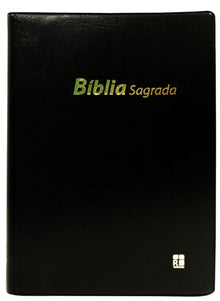 Bible en portugais, vinyle, souple, noire, tranche blanche